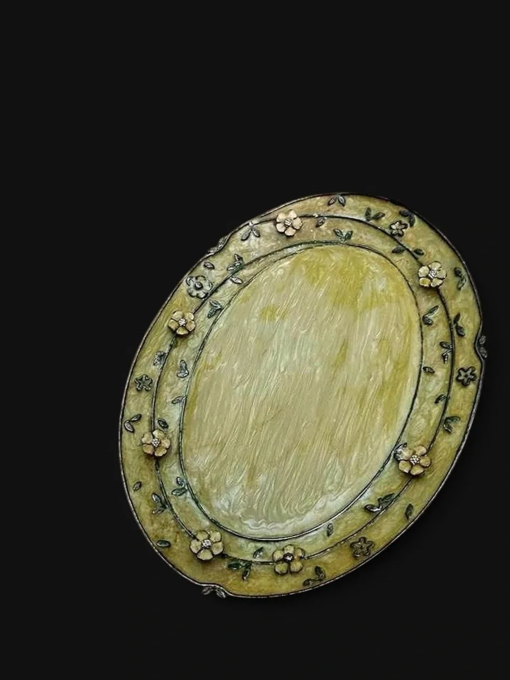 Vintage Mike + Ally Luxury Hand-Enameled Oval Vanity Tray – Floral Vine